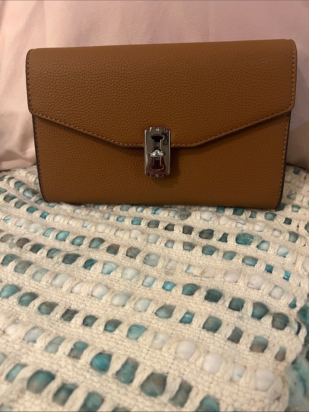 Brown Leather Shoulder Bag with Multicolor Twilly - Picture 9 of 9
